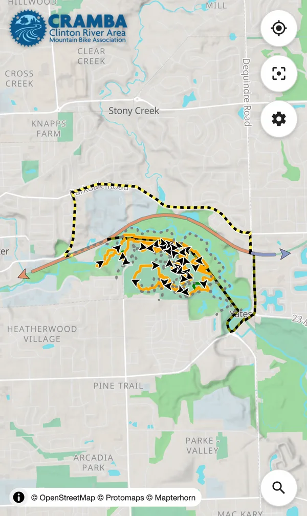 Screenshot of Bloomer + Clinton River Oaks Park map