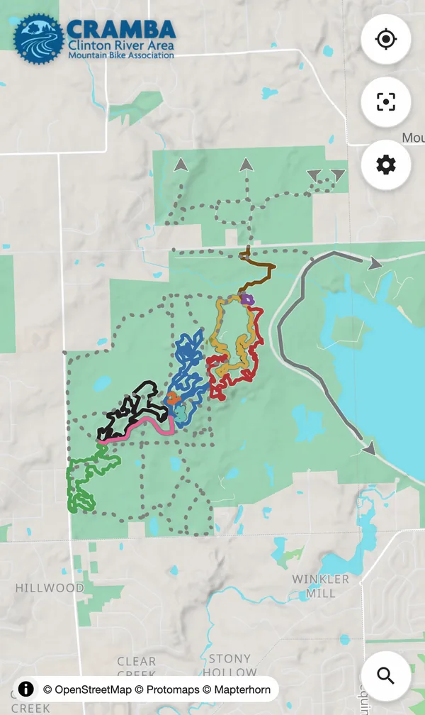 Screenshot of Shelden Trails at Stony Creek Metropark map